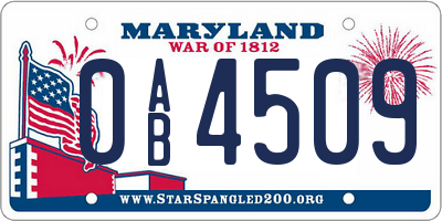 MD license plate 0AB4509