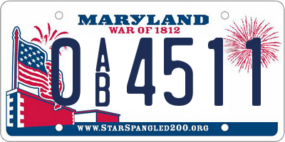 MD license plate 0AB4511