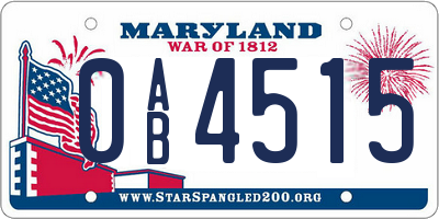 MD license plate 0AB4515
