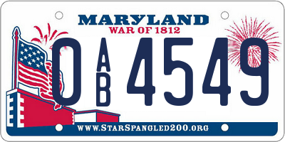 MD license plate 0AB4549
