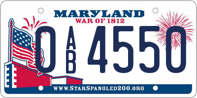 MD license plate 0AB4550