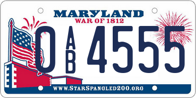 MD license plate 0AB4555