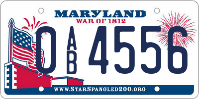 MD license plate 0AB4556