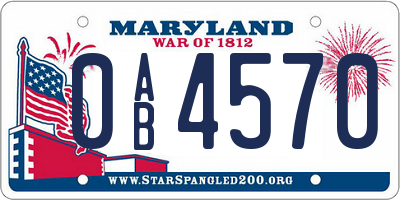 MD license plate 0AB4570