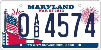 MD license plate 0AB4574