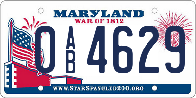 MD license plate 0AB4629