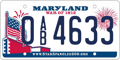 MD license plate 0AB4633