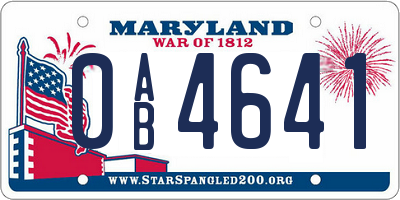 MD license plate 0AB4641