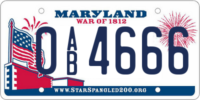 MD license plate 0AB4666