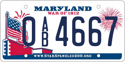 MD license plate 0AB4667