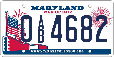 MD license plate 0AB4682