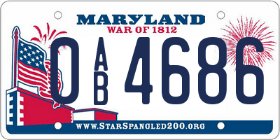 MD license plate 0AB4686