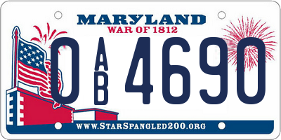 MD license plate 0AB4690