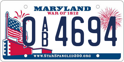 MD license plate 0AB4694