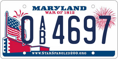 MD license plate 0AB4697