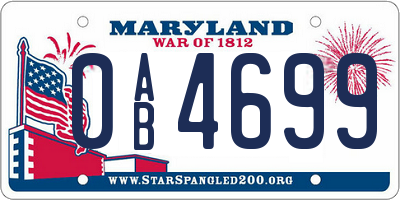 MD license plate 0AB4699