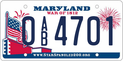 MD license plate 0AB4701