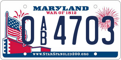 MD license plate 0AB4703