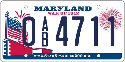 MD license plate 0AB4711