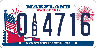 MD license plate 0AB4716