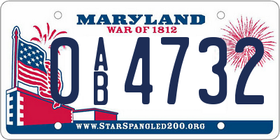 MD license plate 0AB4732