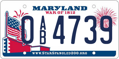 MD license plate 0AB4739