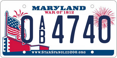 MD license plate 0AB4740