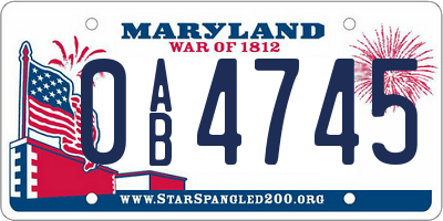 MD license plate 0AB4745