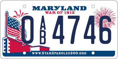 MD license plate 0AB4746