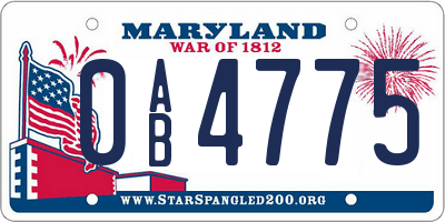 MD license plate 0AB4775