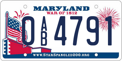 MD license plate 0AB4791