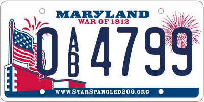 MD license plate 0AB4799