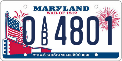 MD license plate 0AB4801