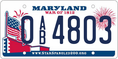 MD license plate 0AB4803