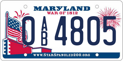 MD license plate 0AB4805