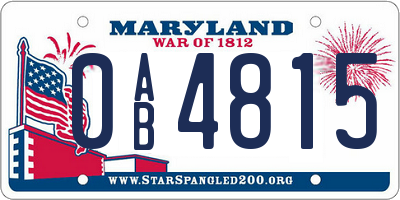 MD license plate 0AB4815