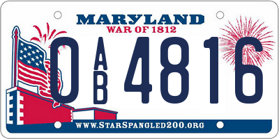 MD license plate 0AB4816