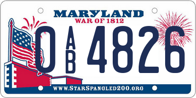 MD license plate 0AB4826