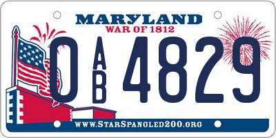 MD license plate 0AB4829