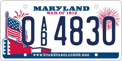 MD license plate 0AB4830