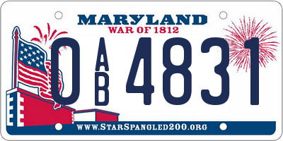 MD license plate 0AB4831