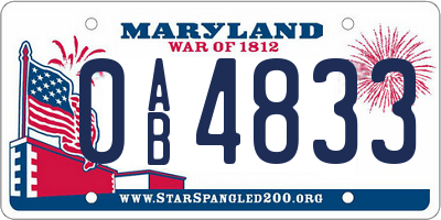 MD license plate 0AB4833