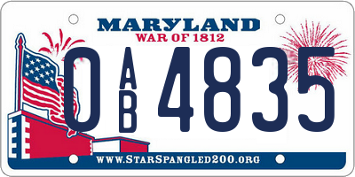MD license plate 0AB4835