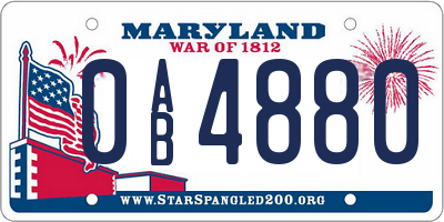 MD license plate 0AB4880