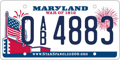 MD license plate 0AB4883