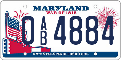 MD license plate 0AB4884