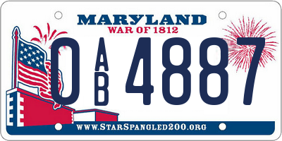MD license plate 0AB4887