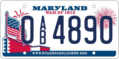 MD license plate 0AB4890