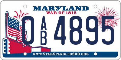 MD license plate 0AB4895
