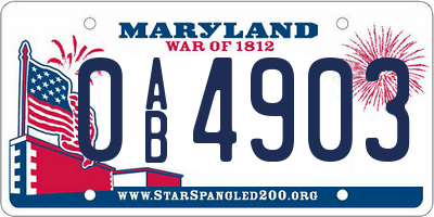MD license plate 0AB4903